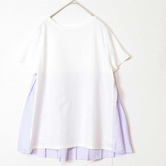 バックプリーツ Tシャツ 半袖 綿100 ゆったり 体型カバー 着痩せ M L