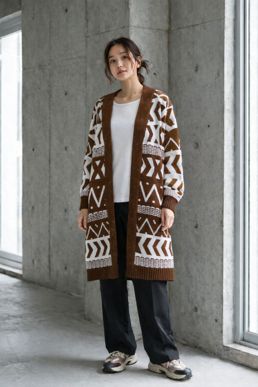 【SALE】【M】エスニック柄ロングニットカーディガン|SILENT WORTH