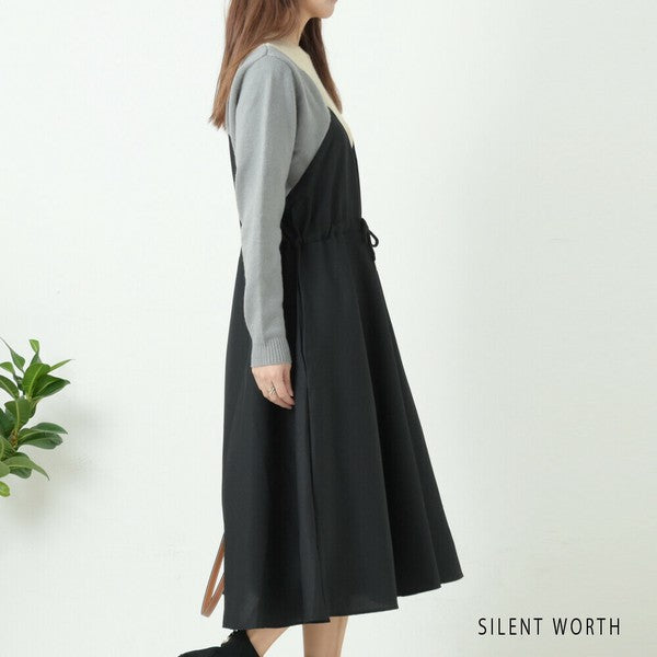 【M】ニット異素材切替ブロッキングワンピース|立体シルエット・体型カバー・SILENT WORTH N-2569