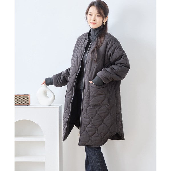 【M〜L】 ウェーブ キルティング コート アウター (C32-485)