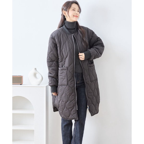 【M〜L】 ウェーブ キルティング コート アウター (C32-485)
