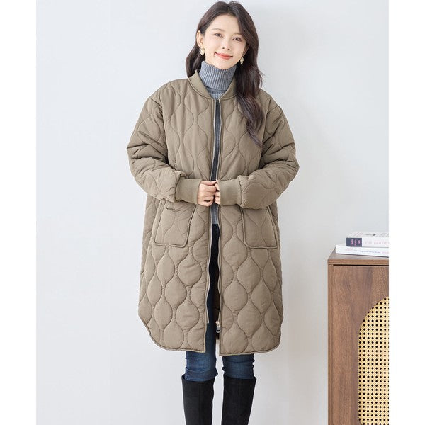 【M〜L】 ウェーブ キルティング コート アウター (C32-485)