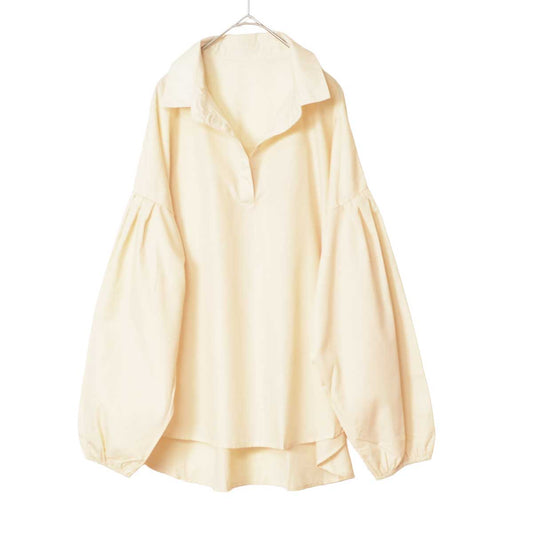 オーバーサイズ スキッパーブラウス 体型カバー ゆったり シャツ 春夏秋 S-3L