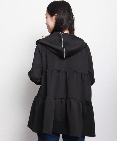 【M〜L】フード付き ジップアップ ジャケット レディース ストレッチ アウター