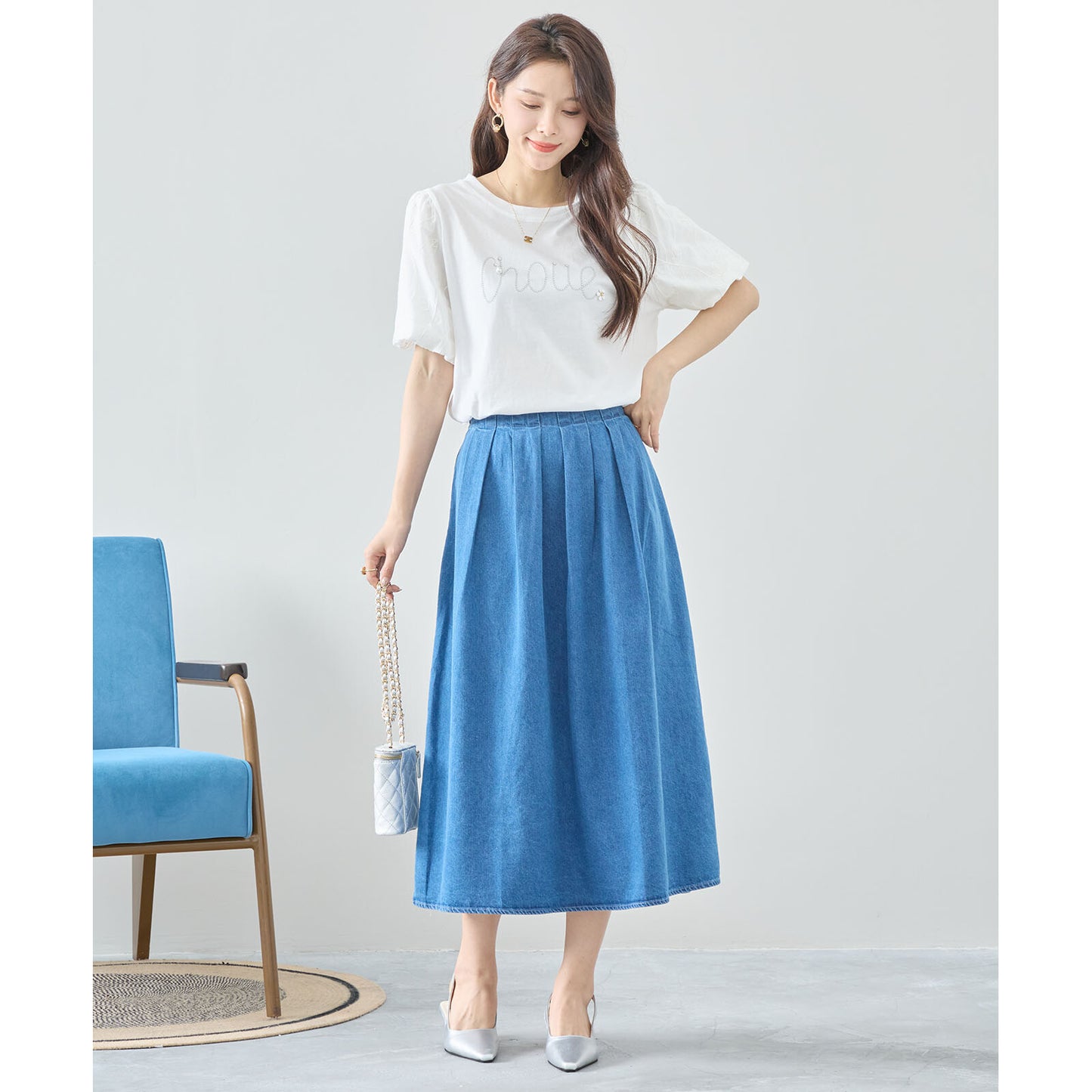 【M〜L】ビジュー アクセント トップス カットソー(C31-1779)