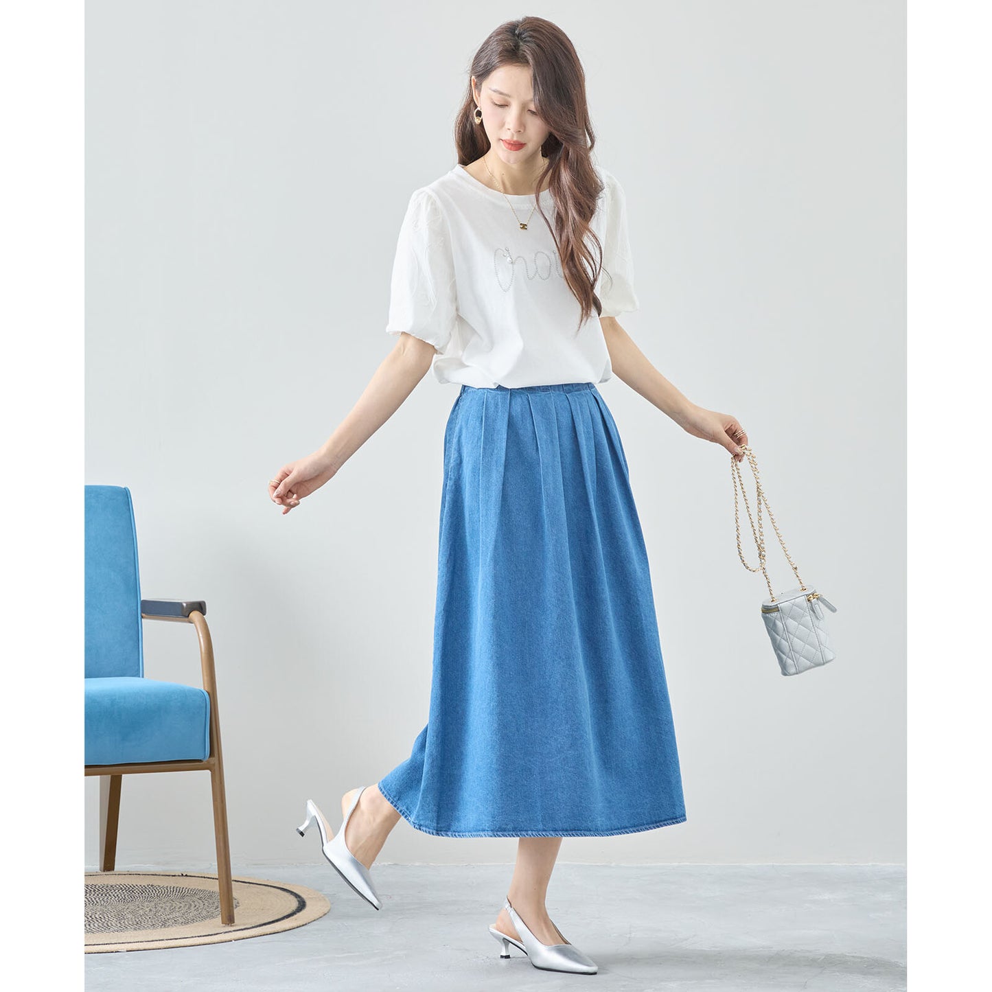 【M〜L】ビジュー アクセント トップス カットソー(C31-1779)