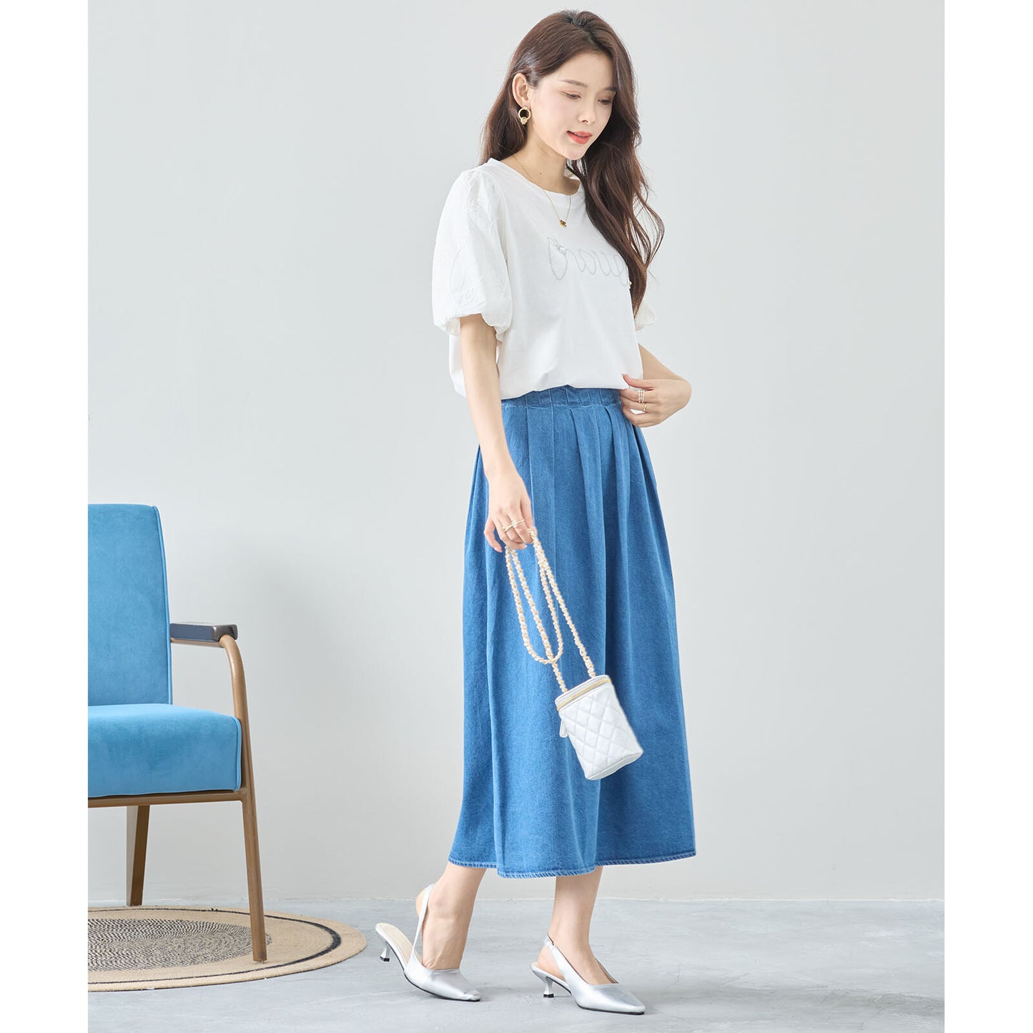 【M〜L】ビジュー アクセント トップス カットソー(C31-1779)