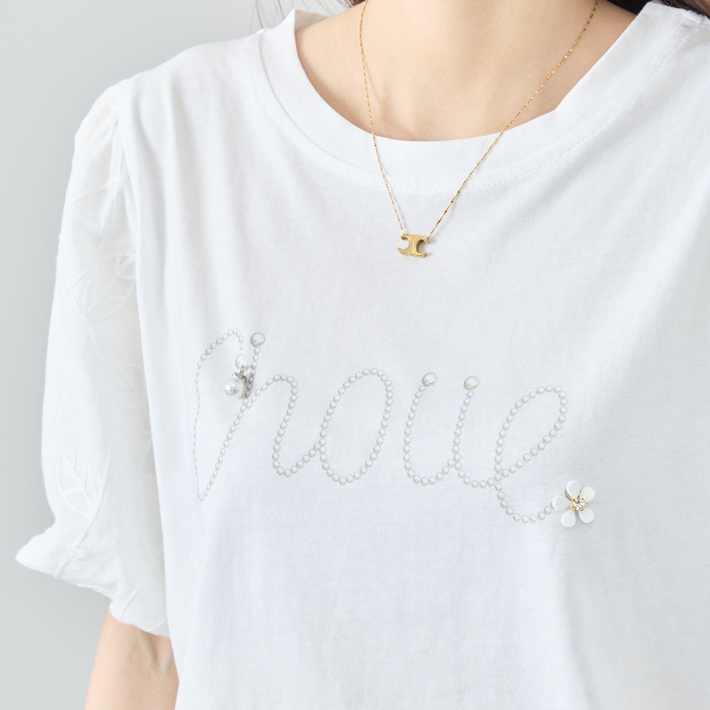 【M〜L】ビジュー アクセント トップス カットソー(C31-1779)