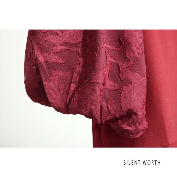 【M】袖バルーンロングテールプルオーバー|シアースリーブ・異素材トップス・SILENT WORTH C-3094