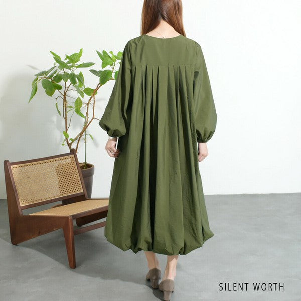 【M〜L相当】タックバルーンワンピース|長袖・裏地付き・SILENT WORTH C-3126