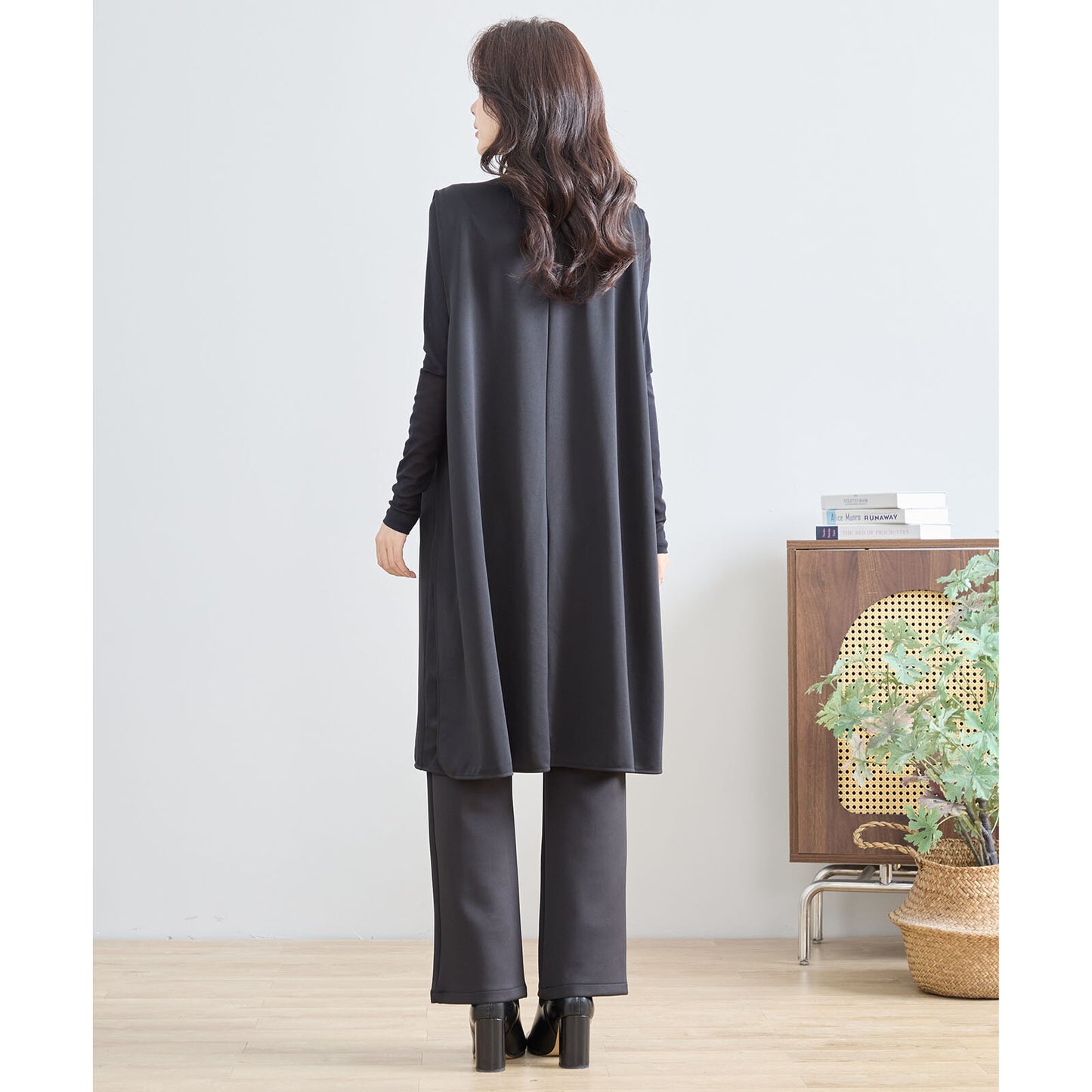 【L〜LL】ポイント パール ロング ジレ ベスト トップス (N33-004)