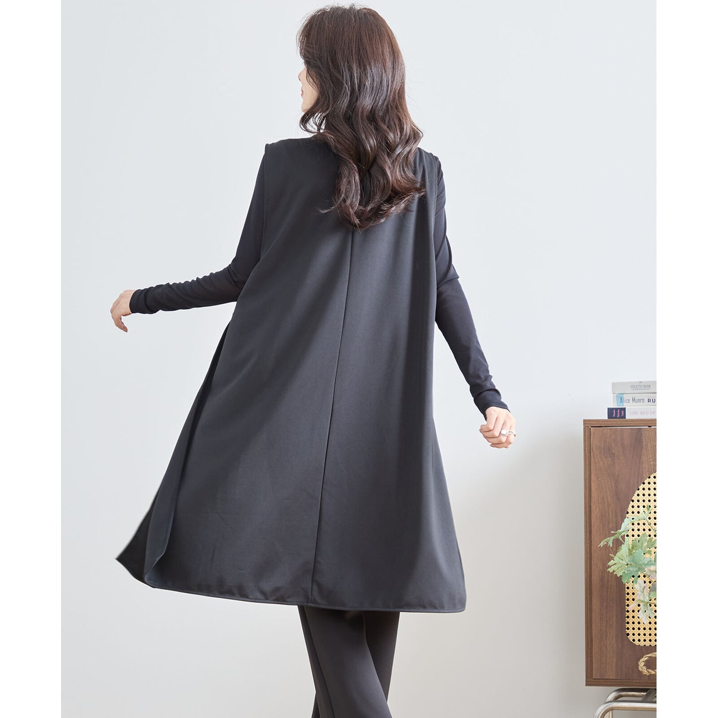 【L〜LL】ポイント パール ロング ジレ ベスト トップス (N33-004)
