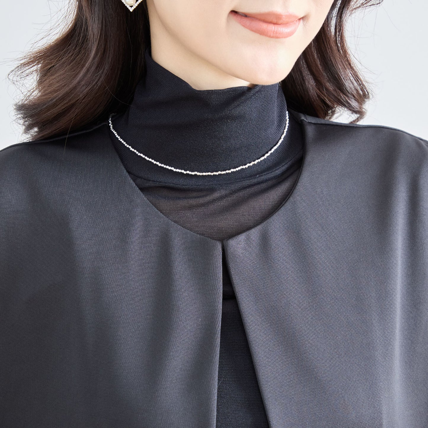 【L〜LL】ポイント パール ロング ジレ ベスト トップス (N33-004)