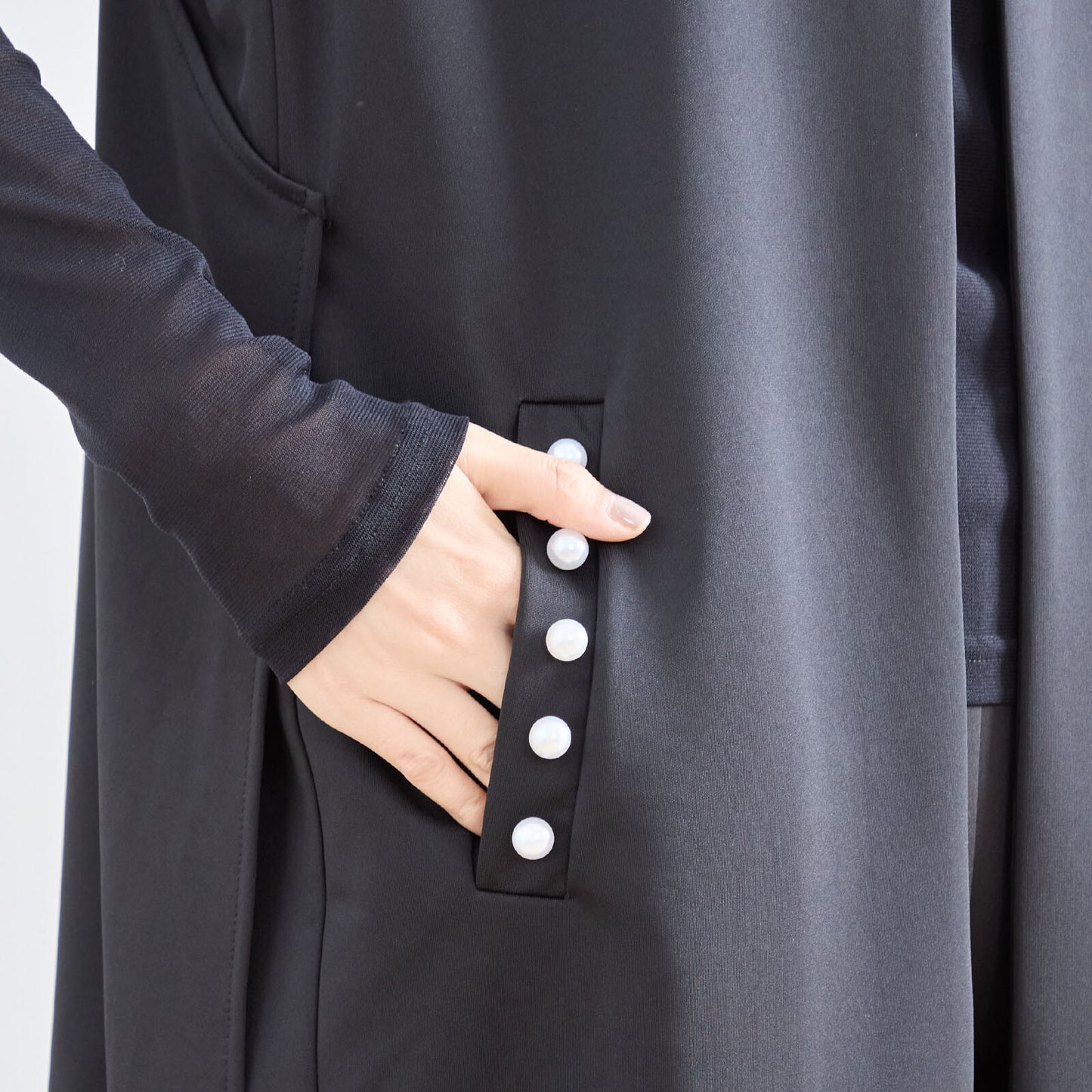 【L〜LL】ポイント パール ロング ジレ ベスト トップス (N33-004)