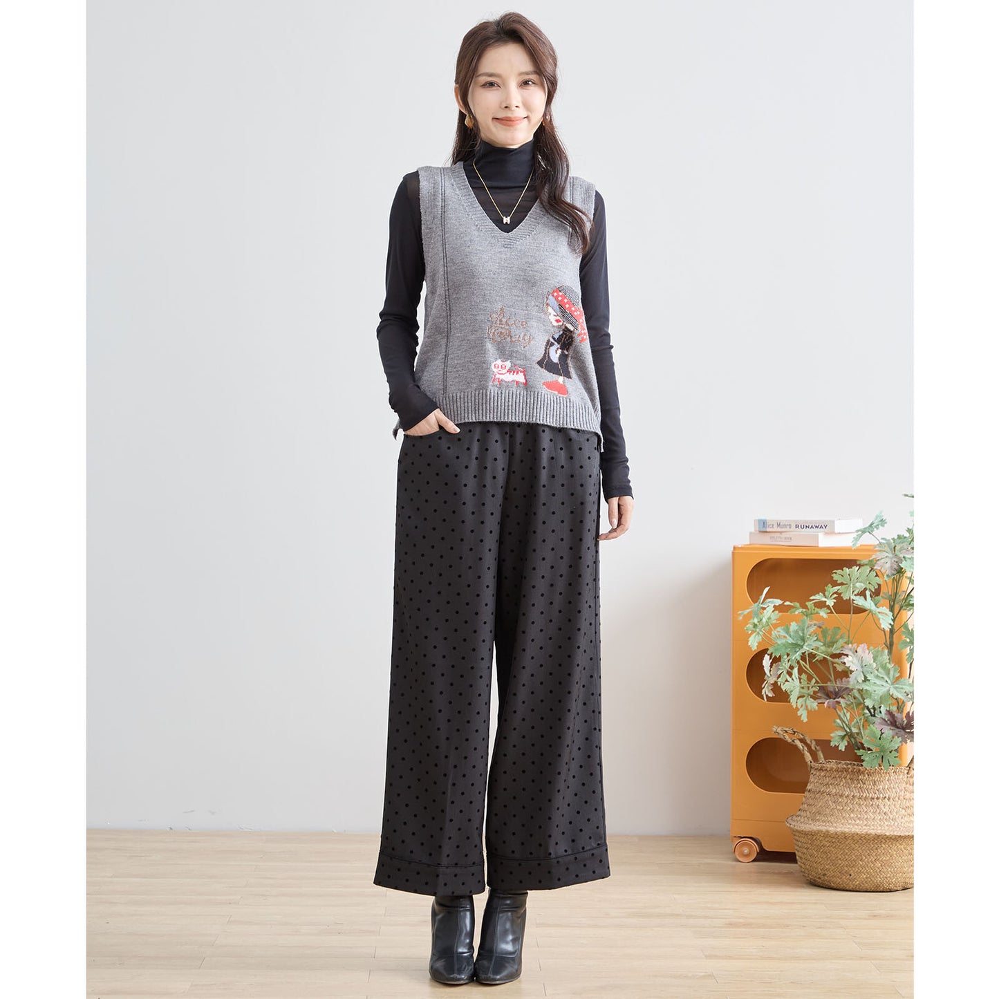 【M〜L】レトロガール ニット ベスト トップス(R33-172)