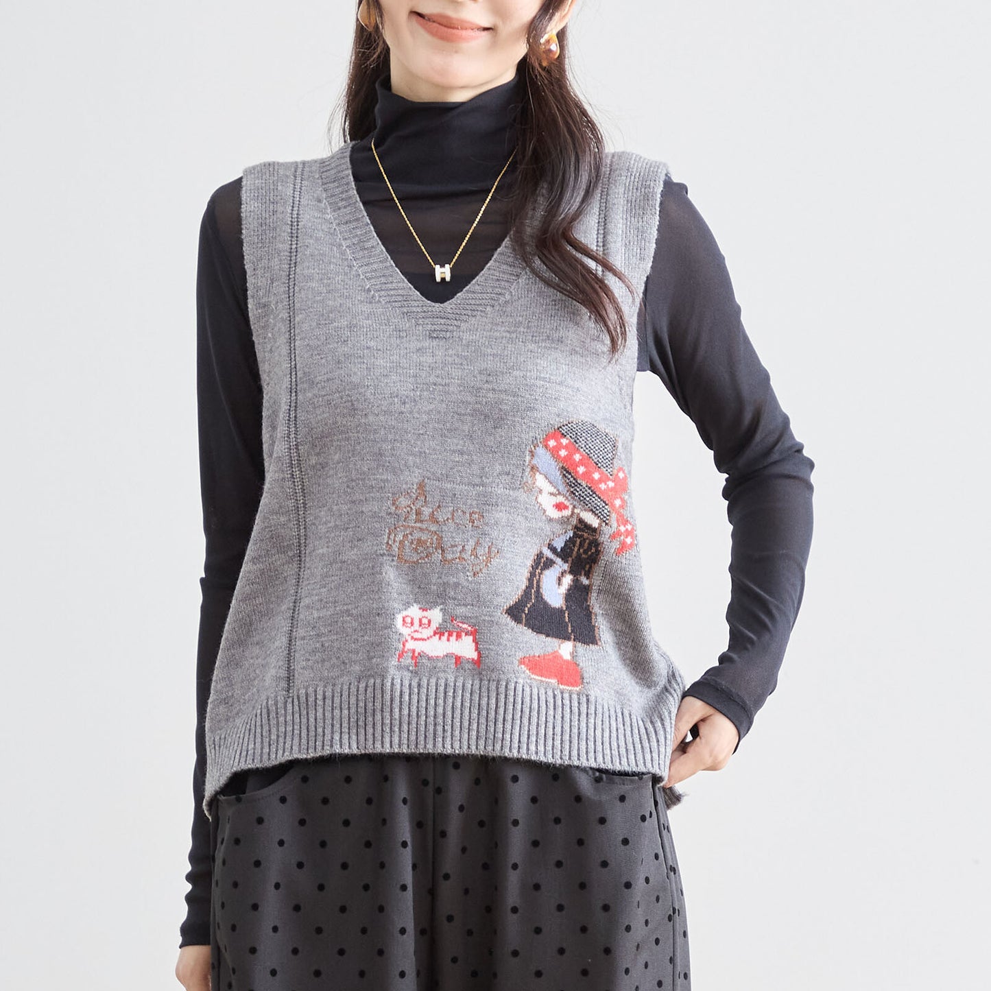 【M〜L】レトロガール ニット ベスト トップス(R33-172)