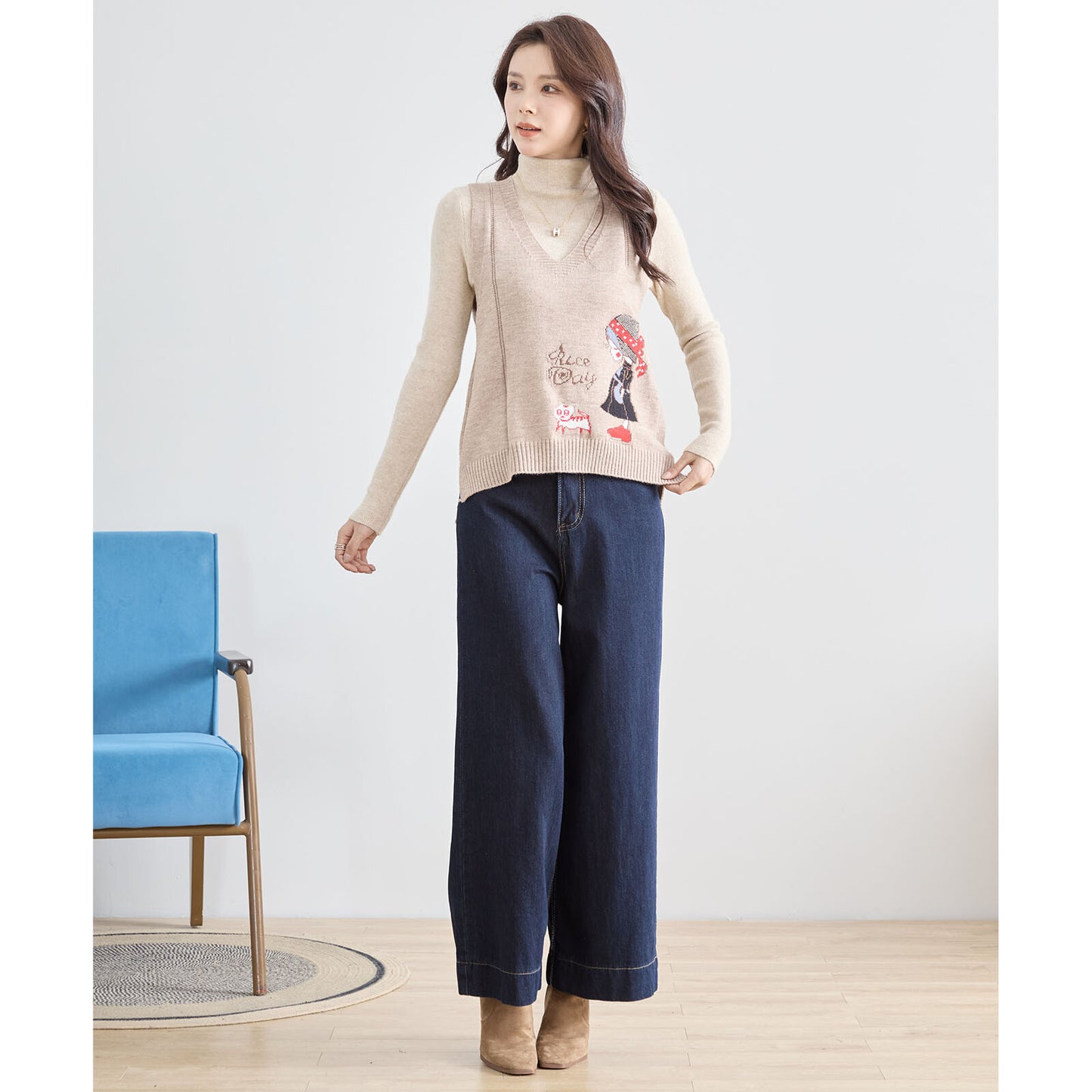 【M〜L】レトロガール ニット ベスト トップス(R33-172)