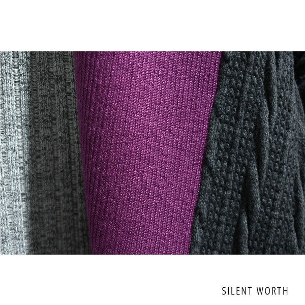 【M〜L】異素材配色デザイン アシメ切替プルオーバー|ゆったり体型カバー カジュアルトップス Z-094