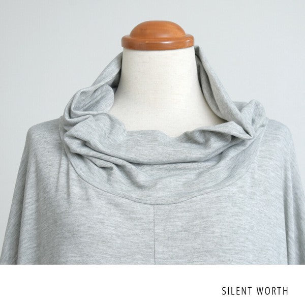【Fサイズ】裾ギャザー異素材切替ワンピース|ゆったり体型カバー・ドレープシルエット・SILENT WORTH N-2915
