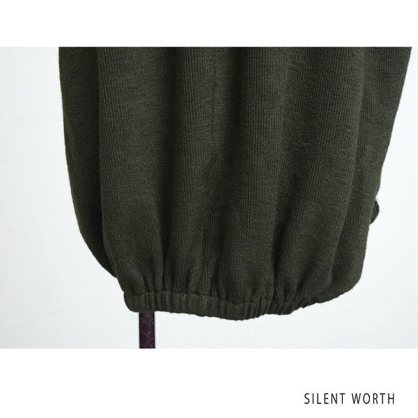 【Fサイズ】裾ギャザー異素材切替ワンピース|ゆったり体型カバー・ドレープシルエット・SILENT WORTH N-2915