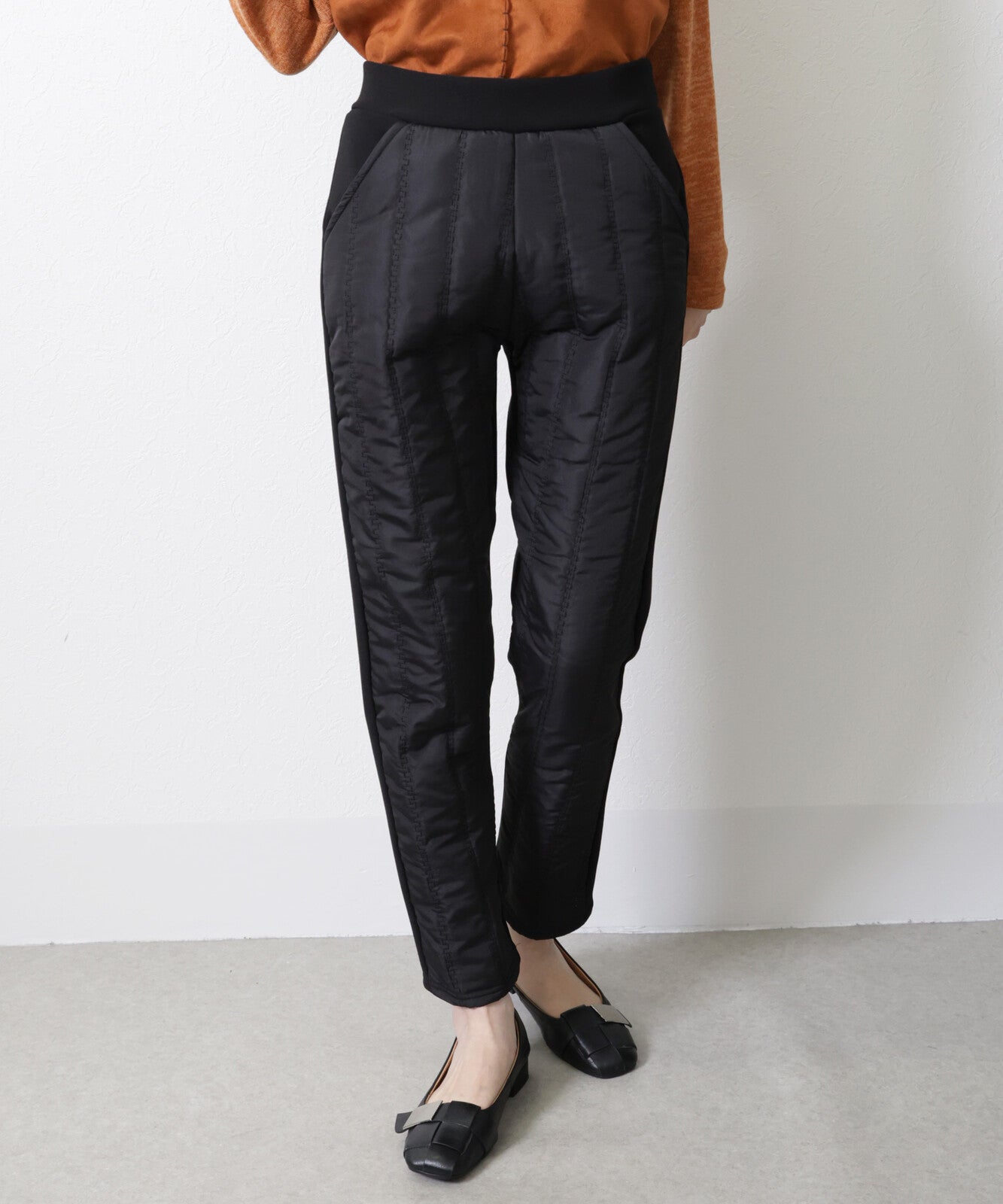 【M/L/LL】裏シャギーダウン風中綿パンツ|縦キルト・あったかボトム・Economico・13945101