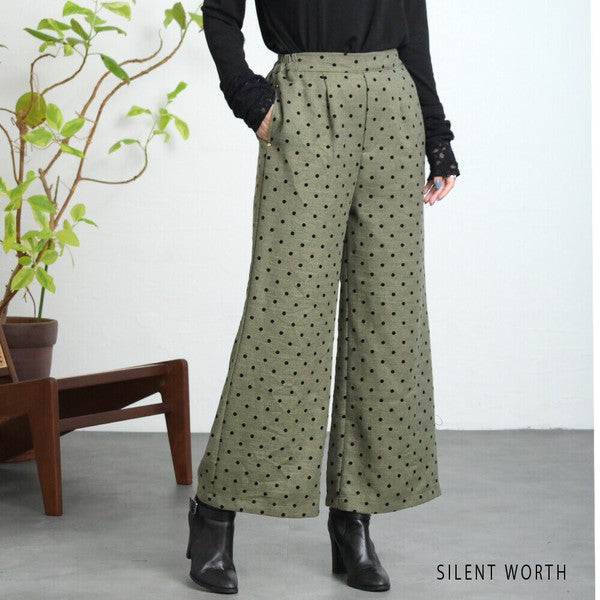 【Mサイズ】ドットフロッキーツイード調パンツ|ワイドシルエット・裏地付き・SILENT WORTH C-3215