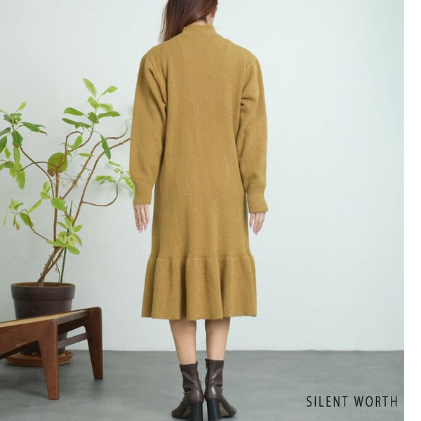 【Mサイズ】リブフレア切替ラメニットワンピース|裾フレア・きれいめシルエット・ラメ入り|SILENT WORTH N-3015