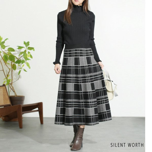 【M】リブフリルデザインニットプルオーバー|首元&袖口フリル・シンプル上品・SILENT WORTH・N-2961