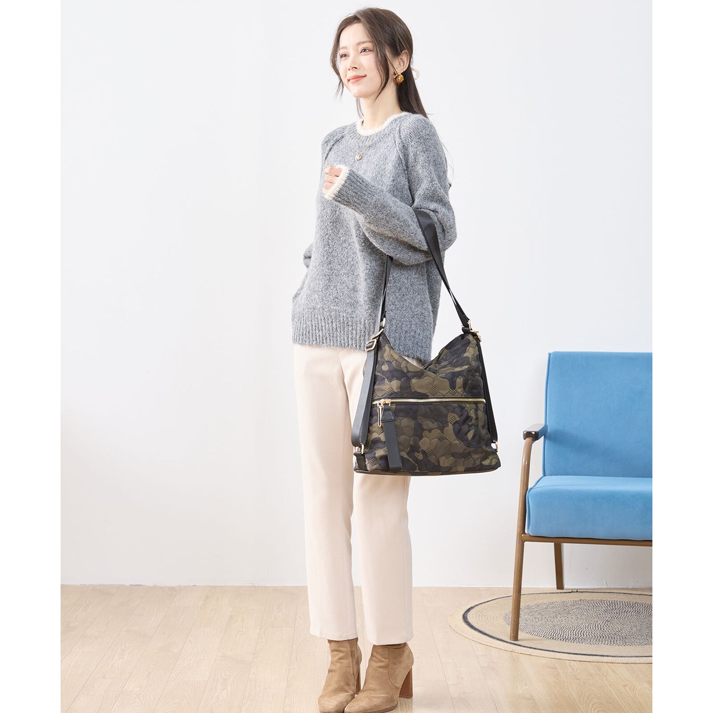 ハート カモフラ柄 2WAY ショルダーバッグ BAG トートバッグ (N92-049)