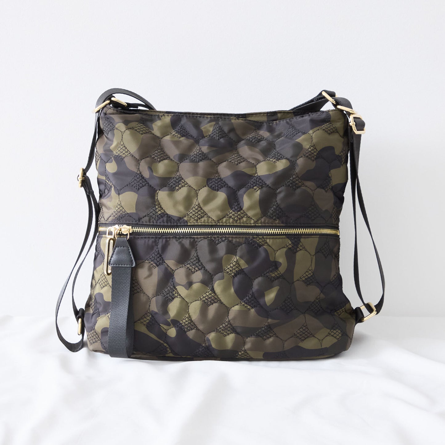 ハート カモフラ柄 2WAY ショルダーバッグ BAG トートバッグ (N92-049)