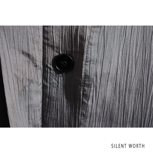 【M】ワッシャー比翼シャツワンピース スプリングコート 2WAY ギャザー 羽織り SILENT WORTH