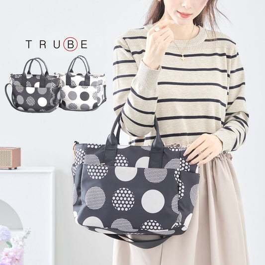 ランダム大ドット 2WAY ハンドバッグ トートバッグ (N92-075)