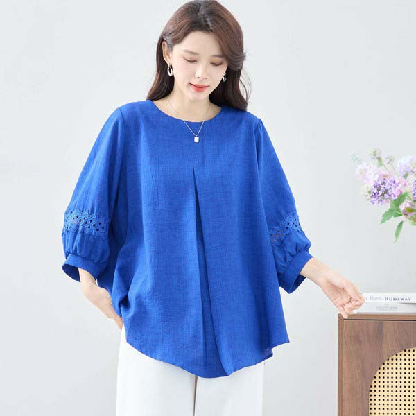 ロイヤルブルー カットソー N03-999 モデル正面 着用イメージ