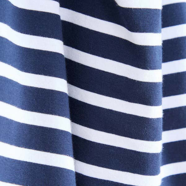 【N83-073|M〜L対応】綿ストレッチ×バックリボン|ボーダーパフ袖チュニック|春夏トップス