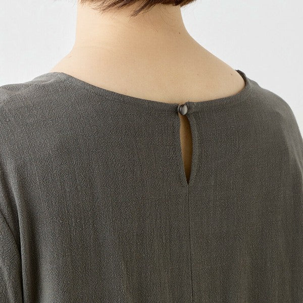 リネンMIX レディース ロング丈 フレアワンピース ゆったりサイズ 上代ラベル付き¥16,800