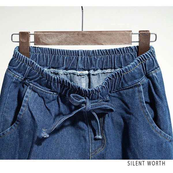 【M】デニムワイドカーゴパンツ|サイドポケット付き・ゆったりシルエット Y-0070・SILENT WORTH