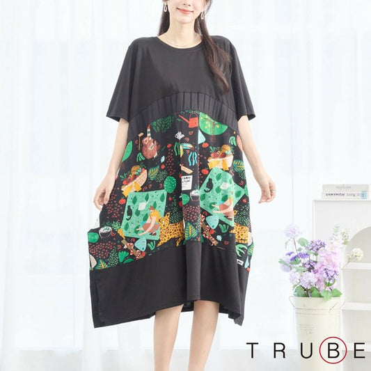 【L〜LL】アニマルパターン切り替えワンピース(C08-253A)