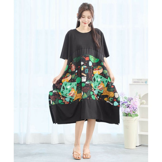 【L〜LL】アニマルパターン切り替えワンピース(C08-253A)