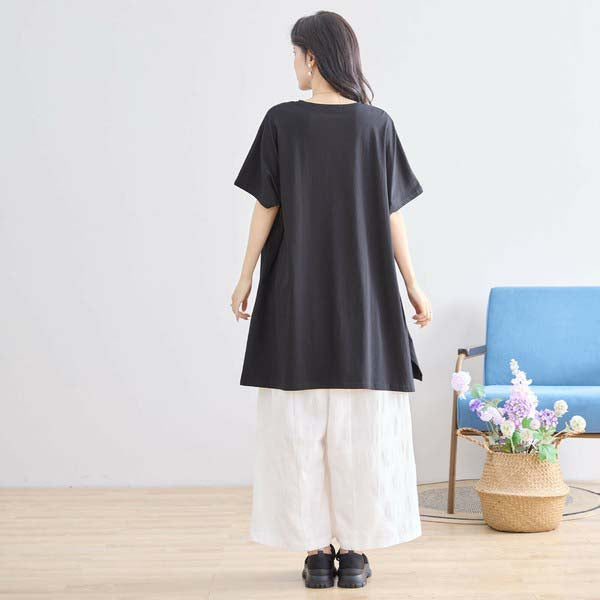 L〜LL 大きいサイズ ラインストーン付 フラワープリント チュニック レディース きれいめ/N12-342