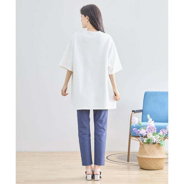 【N12-490|M〜L対応】パールビジュー&レース ロゴTシャツ|フェミニンカットソー・春夏トップス