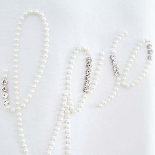 【N12-490|M〜L対応】パールビジュー&レース ロゴTシャツ|フェミニンカットソー・春夏トップス