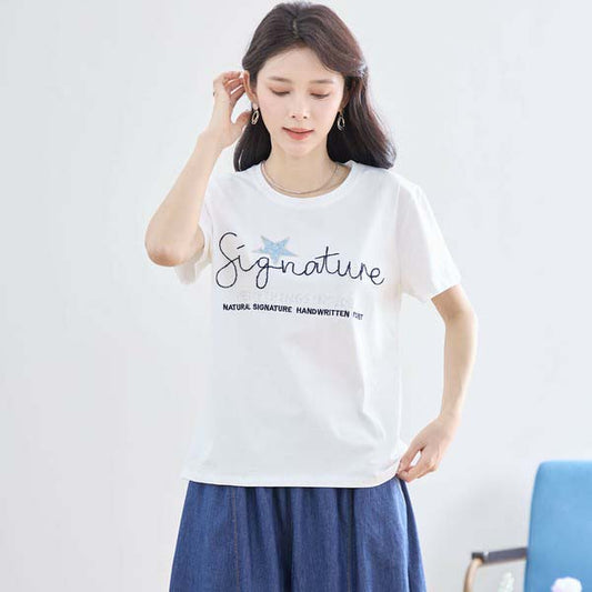 【M〜L】ラインストーン&スパンコールデザイン Tシャツ カットソー (N12-413)