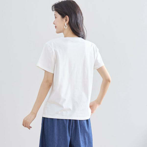 【M〜L】ラインストーン&スパンコールデザイン Tシャツ カットソー (N12-413)