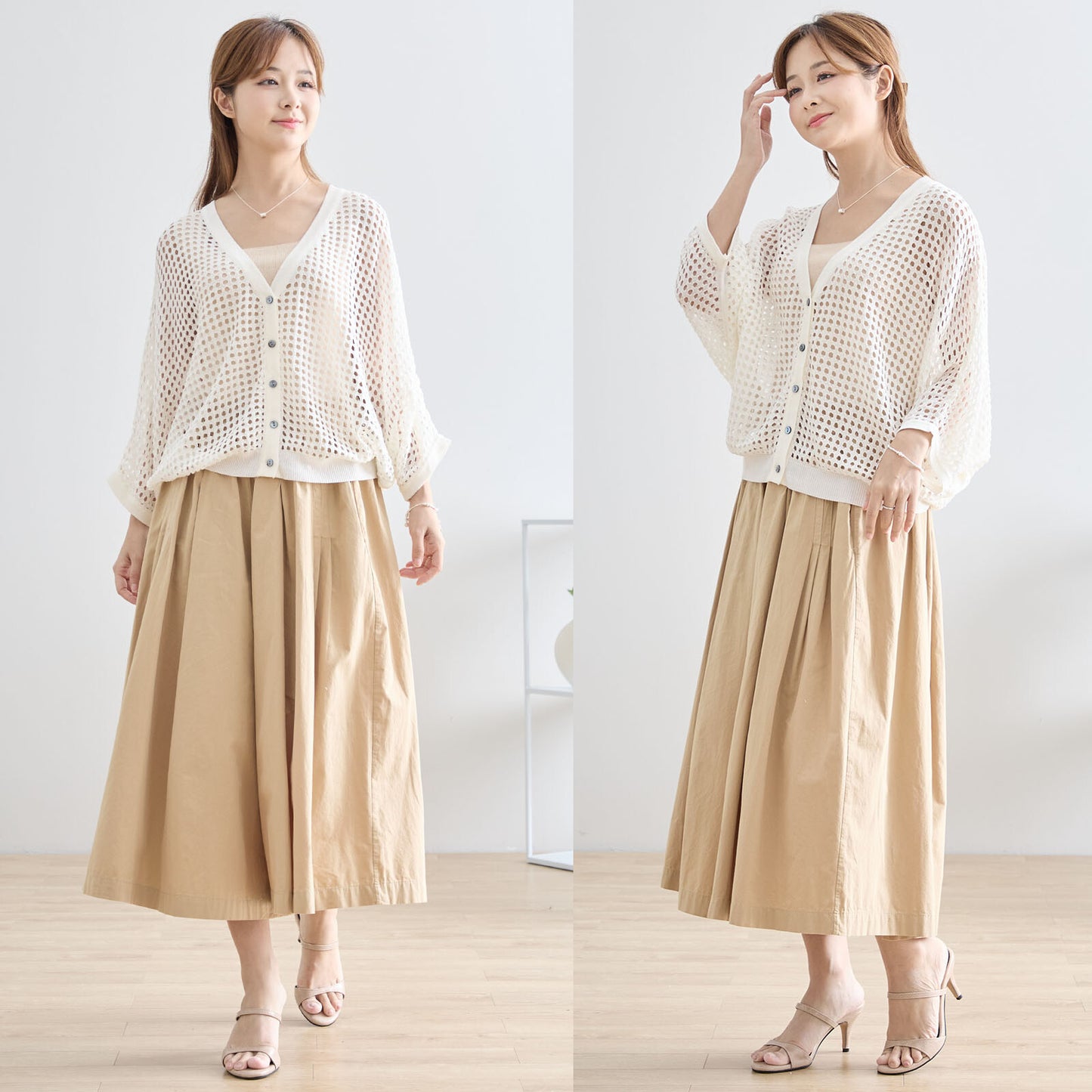 涼感メッシュ ドルマンカーディガン M〜L対応 軽やか透け感 羽織り N22-155