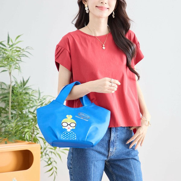 【軽量&収納力◎】グラフィックガールカラートート バッグ|内外ポケット付き N92-103