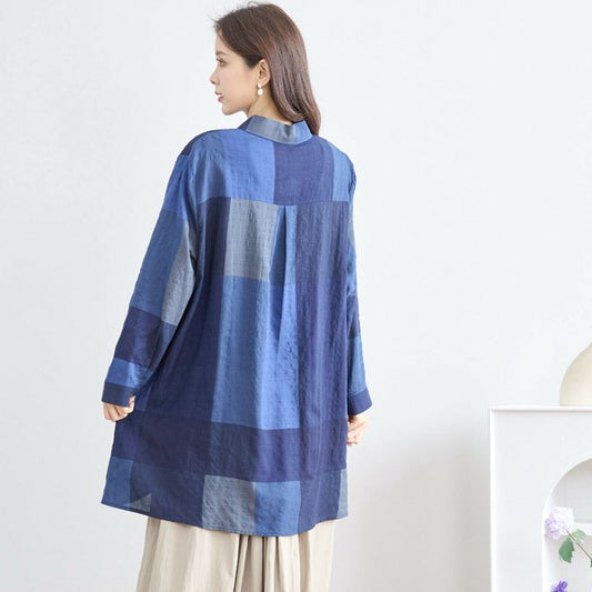 【L〜LL】ブロックチェック柄コットンロングシャツ|羽織り・ワンピ風にも◎ N73-021 TRUBE