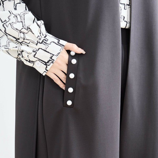 【L〜LL】TRUBE ポイントパールロングジレ 体型カバー/楽伸び N33-004