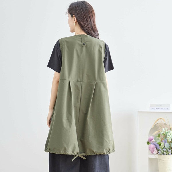 【M〜L】ポリエステル混ジップドロストロングベスト|Aライン シーズンレス 体型カバー N33-03