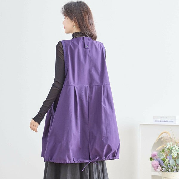 【M〜L】ポリエステル混ジップドロストロングベスト|Aライン シーズンレス 体型カバー N33-03