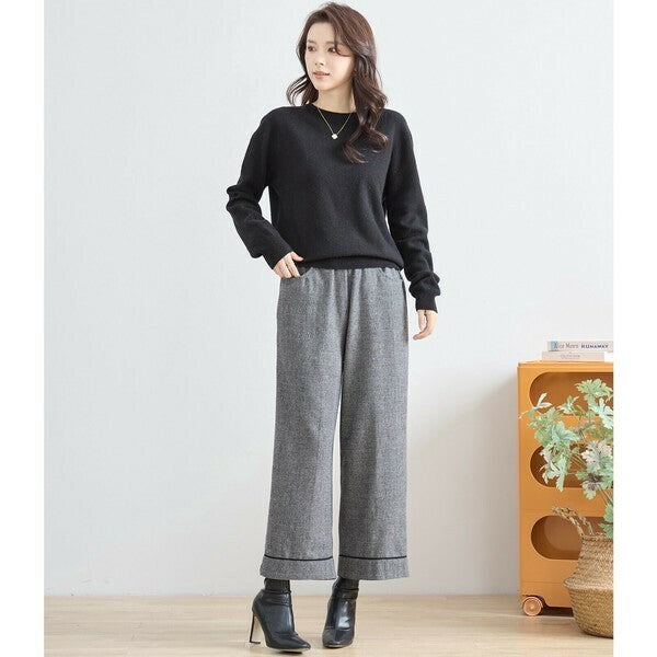 【M〜L】グレンチェックワイドパンツ|クラシカル・スタイルアップ・秋冬対応・TRUBE N53-003A